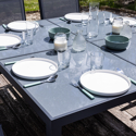 Set di mobili da giardino per 8 persone in textilene grigio CAGLIARI - alluminio antracite